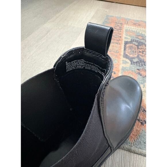 A New Day Black Faux Leather Chelsea Ankle Boots Size 8 Combat Chunky Goth Emo - Picture 7 of 8
